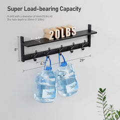 Entryway Wall Hooks with Shelf, Coat Hangers for Bathroom, Living Room, Bedroom