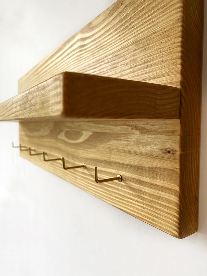 Key Holder Wall Mount Natural Wood - Key Rack Wall Mount