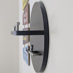 Handcrafted Dark grey Round Wooden Wall Key Holder with Shelf