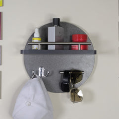 Handcrafted Dark grey Round Wooden Wall Key Holder with Shelf